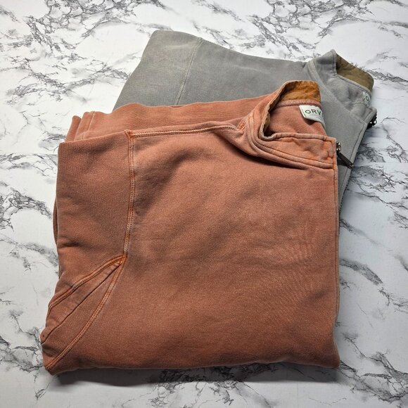 Orvis Men's Orange Gray Quarter Zip Longsleeve Pullover Sweatshirt Bundle (Flaw) - Picture 1 of 15